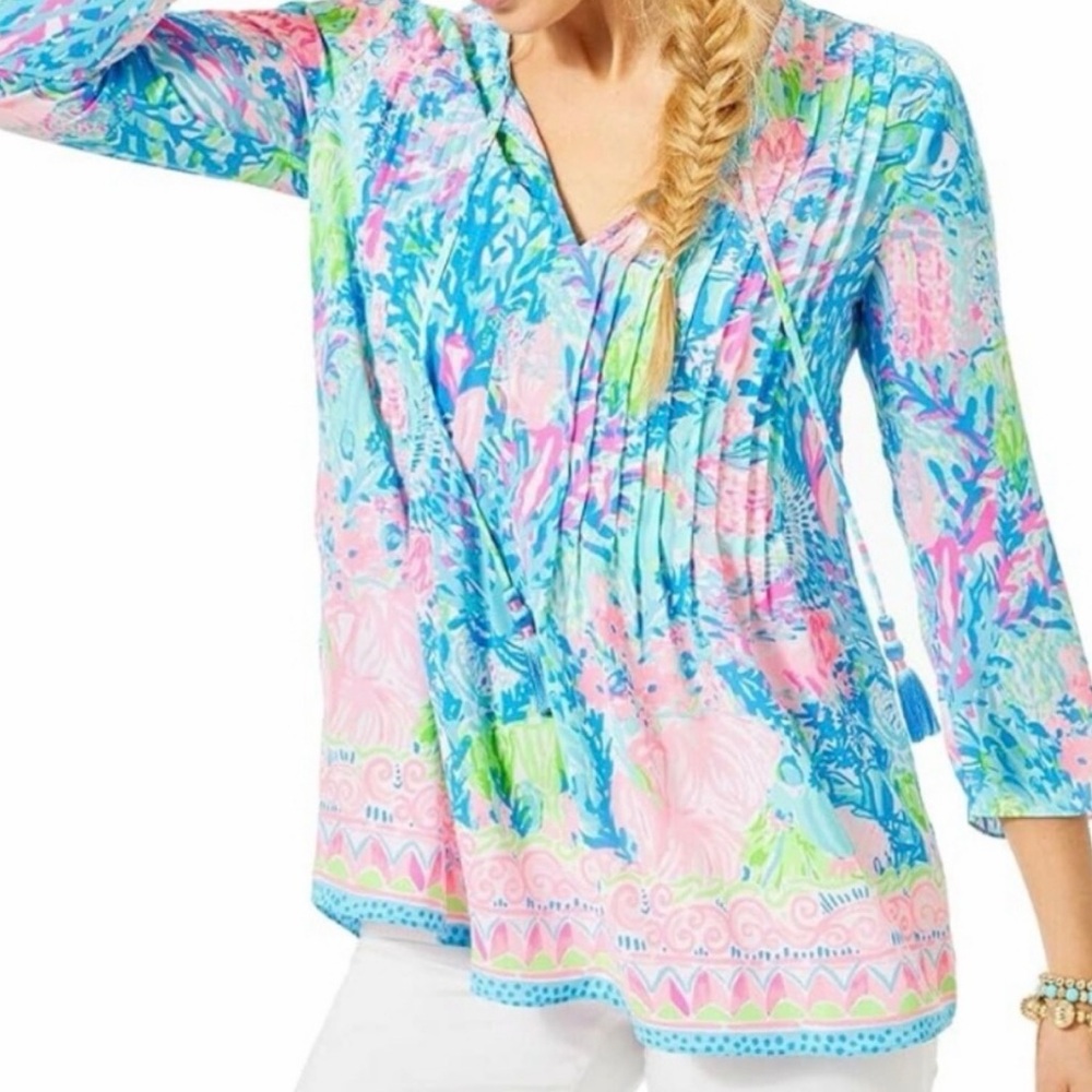 Lilly Pulitzer Vibrant Blue and Pink Blouse
